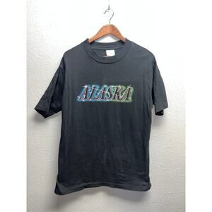 Vintage Alaska Shirt State Tee Sof Tee Jays Black Graphic Tee 90s 1990s VTG L